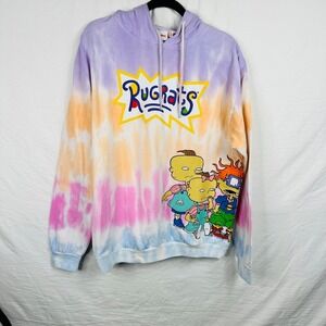 Nickelodeon Rugrats Graphic Hoodie Mens Size Medium Tie Dye Colorful Brand New‎